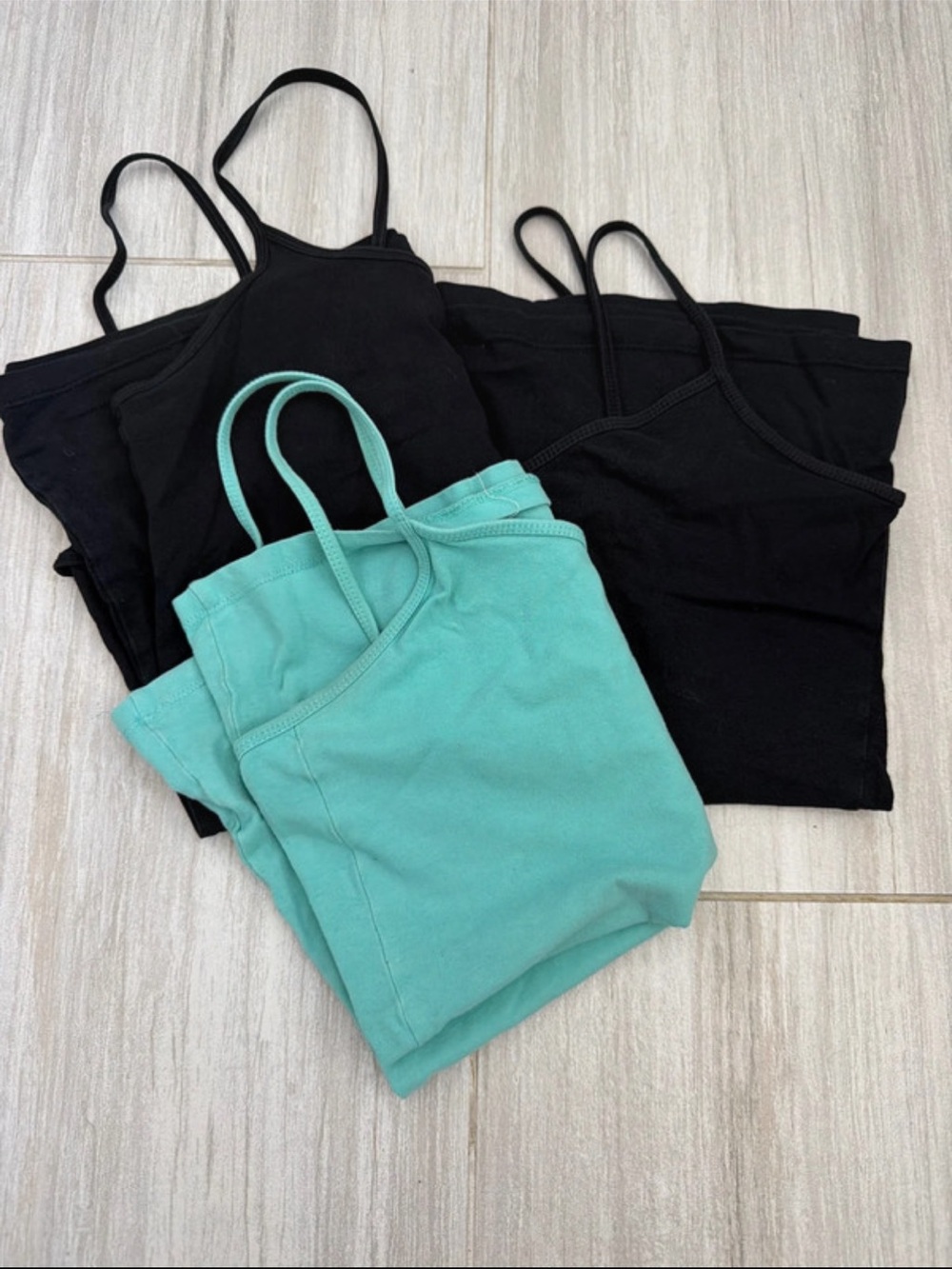 3 spaghetti strap layering tanks size large thin straps fitted Forever 21